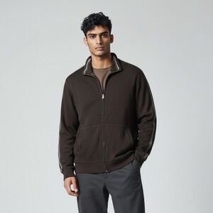 Banana Republic Brown Zip Up sweater Jacket XXL Tall Minimalist Y2K heavy